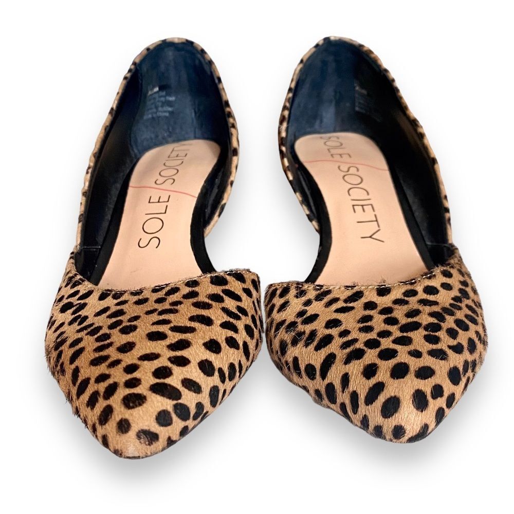 Sole Society | Womens D’Orsay Cheetah Print Fur Wedges | Size 5.5 - Picture 3 of 12